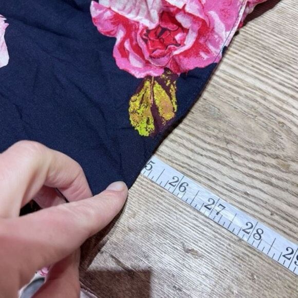 Entro Women's Floral Tiered Blouse Top Layered Bell Sleeve Pink Navy‎ Blue Small - Picture 12 of 15